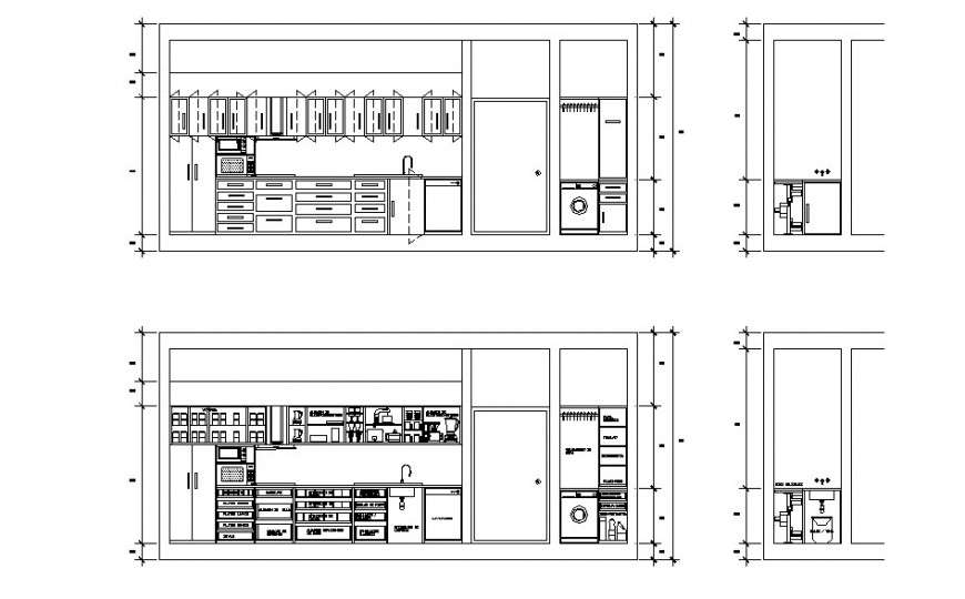 Layout plan of kitchen  detail 2d view CAD  block autocad 